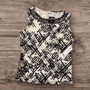 Notations Black and White Geometric Tank Top NWT LP